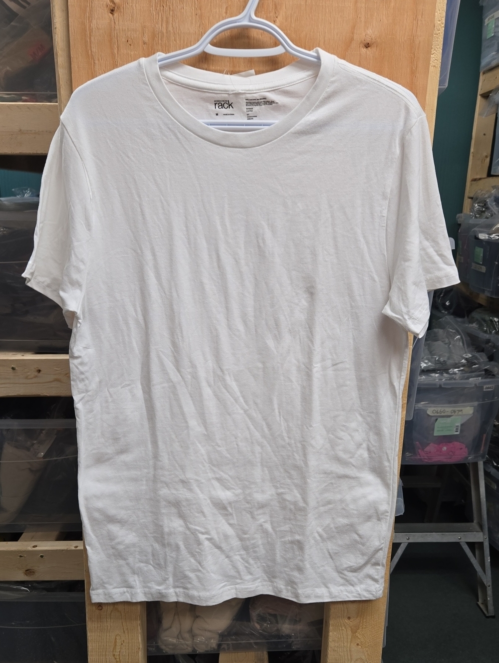 Nordstrom Rack Size M White Cotton Stretch Slim Fit Crew Neck T-Shirt